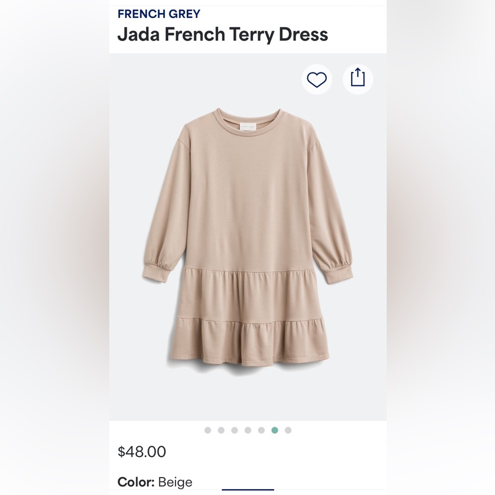Jada French Terry Dress - Size: Small, Color: Beige